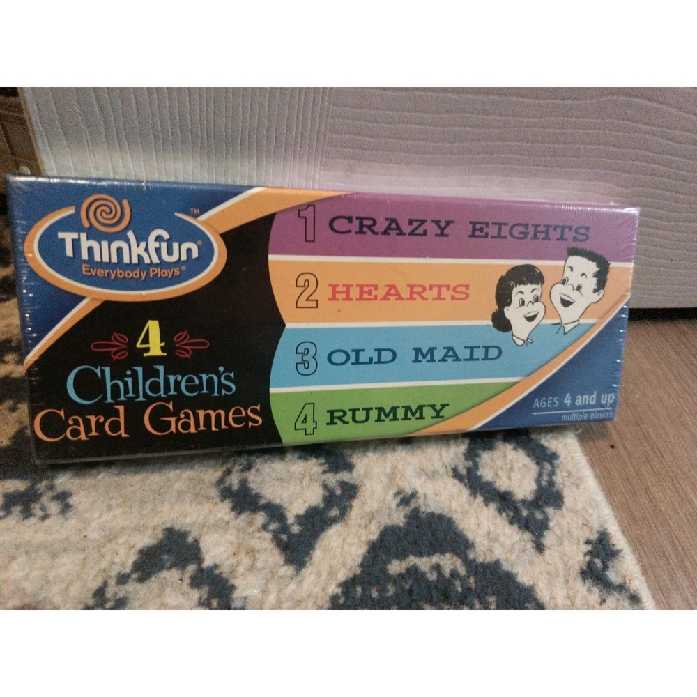 Thinkfun 4 Pk Children's Card Games  Old Maid Hearts Crazy 8s Animal Rummy New
